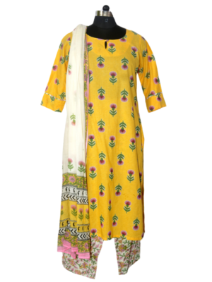 Yellow Floral Printed Set With Dupatta – 2405