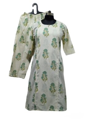 Off White Green Floral Printed Set – 2420
