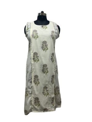 Off White Green Floral Kurta – 2421